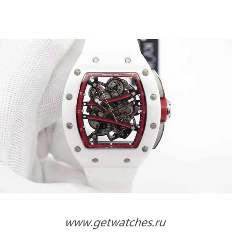 Fake Richard Mille RM59-01M White Ceramic Red Skeleton Dial M8215