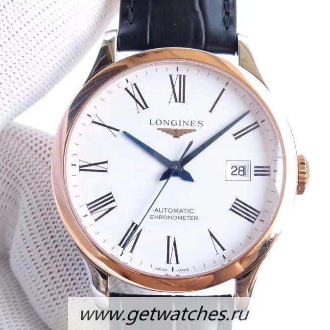 Replica Longines Record L2.821.4.11.2 AF SS & Rose Gold White Dial L888.4