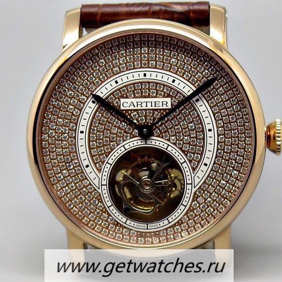 Perfect Replica Ca*t1er Ronde L0vis Tourbillon Rose Gold D1am0nds Dial Tourbillon