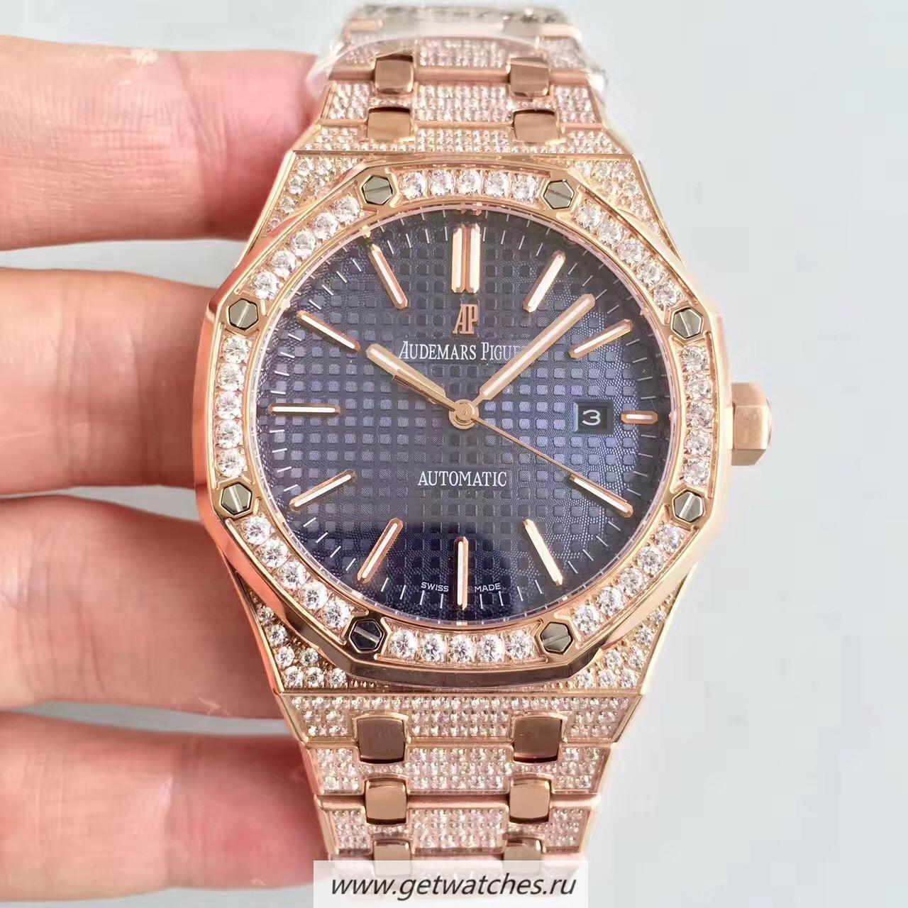 NEW Replica Audemars P1g*et Royal Oak 15400 Noob Factory Rose Gold & D1am0nd Blue Dial 3120