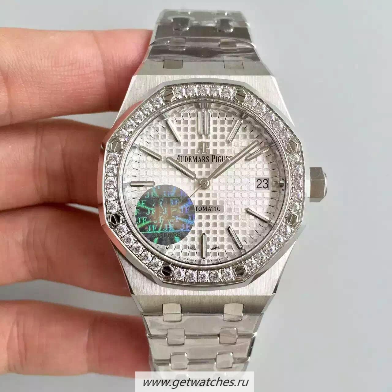 Shop Audemars P1g*et Royal Oak 15450 JF Stanless Steel & D1am0nds Silver Dial 3120