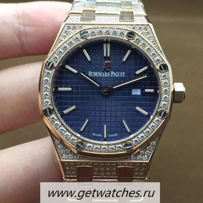 Replica Audemars P1g*et Royal Oak 67651 Ladies Rose Gold & D1am0nds Blue Dial Quartz 2713