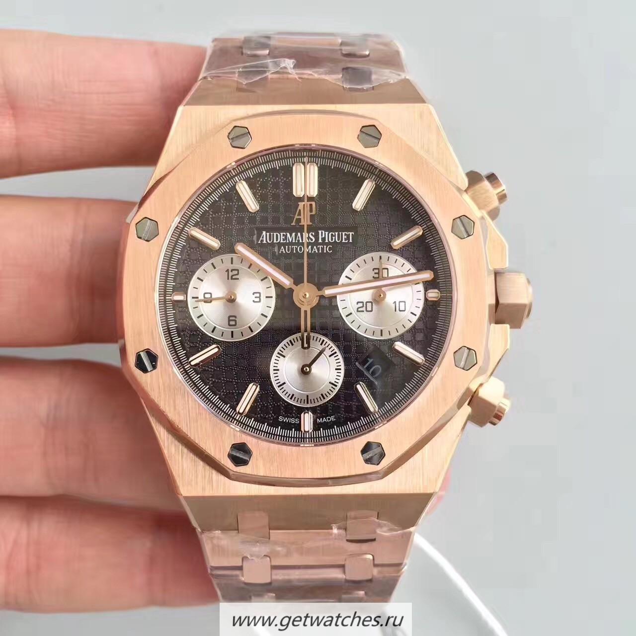 Replica Audemars P1g*et Royal Oak Chrono 26331 JHF Rose Gold Black Dial 7750