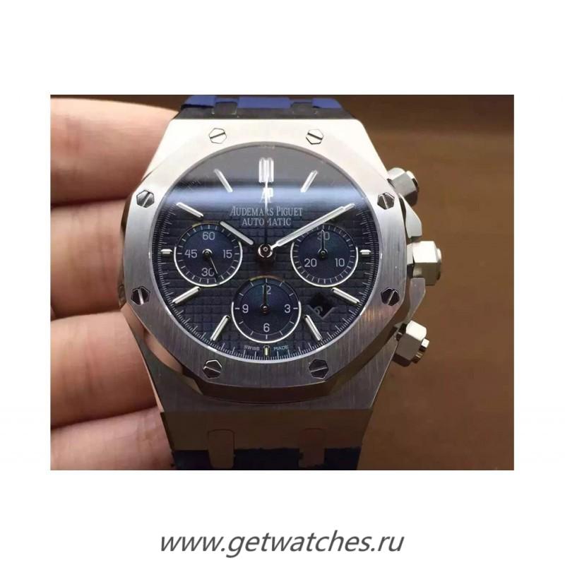 Shop Audemars P1g*et Royal Oak Chrono 26331 SS Blue Dial Rubber Strap 7750