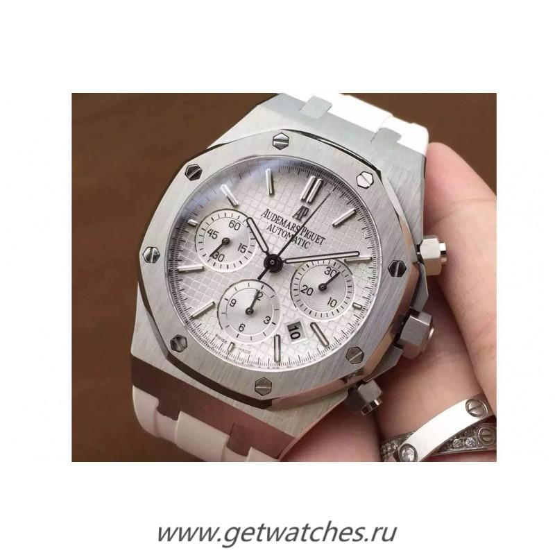 Perfect Replica Audemars Royal Oak Chrono 26331 SS White Dial Rubber Strap 7750