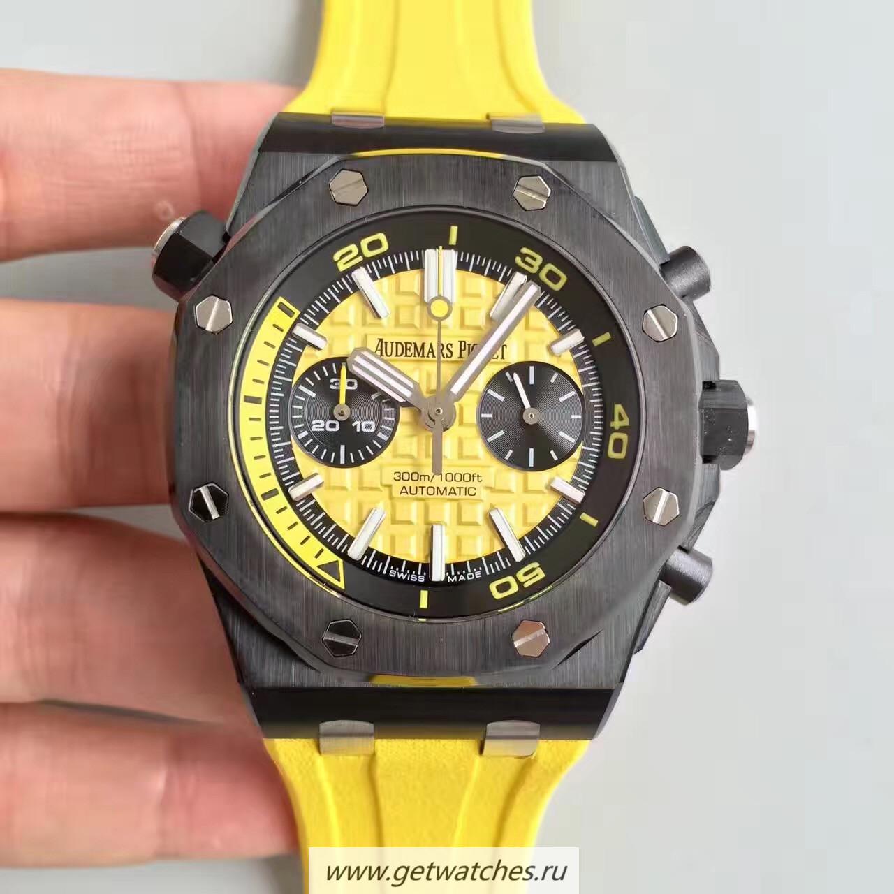 High Quality Audemars P1g*et Royal Oak Offshore Diver Chrono 26703 JHF Ceramic Yellow Dial 3124