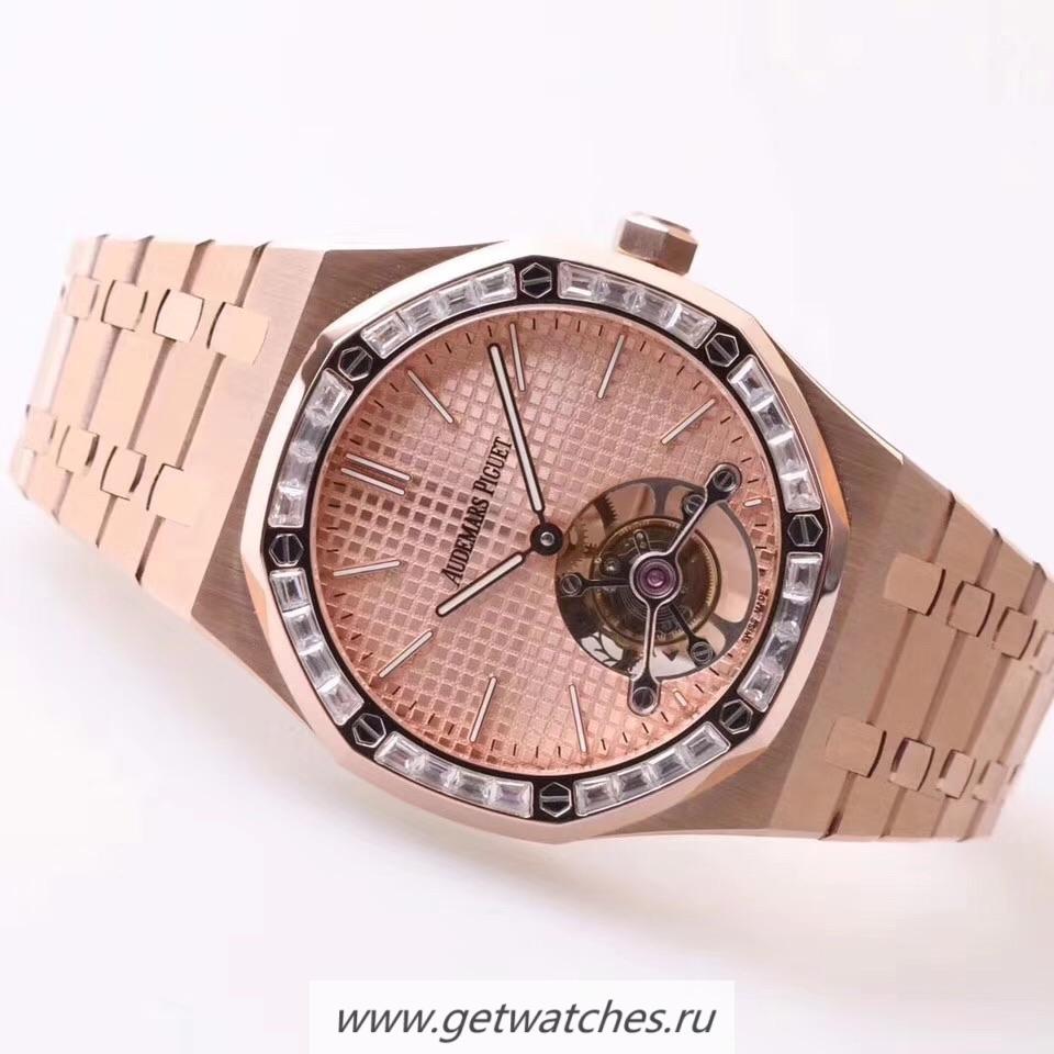 Shop Audemars P1g*et Royal Oak Tourbillon Extra Thin 26514 R8F Rose Gold & D1am0nds Rose Gold Dial 2924