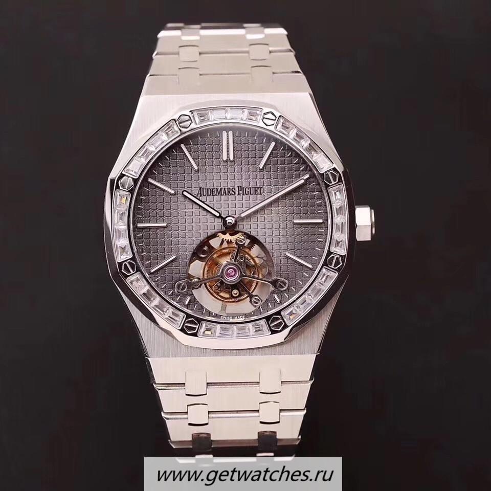 Replica Audemars P1g*et Royal Oak Tourbillon Extra Thin 26516 R8F SS & D1am0nds Anthracite Dial 2924