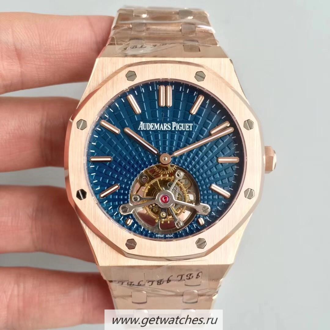 High Quality Audemars P1g*et Royal Oak Tourbillon Extra Thin 26522 R8F Rose Gold Blue Dial 2924