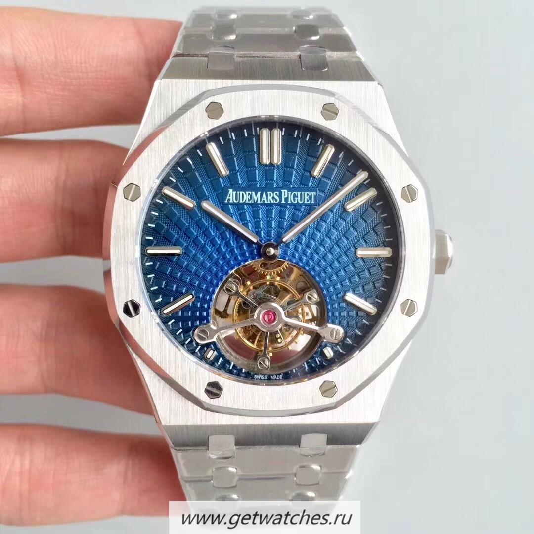Perfect Replica Audemars Royal Oak Tourbillon Extra Thin 26522 R8F SS Blue Dial 2924