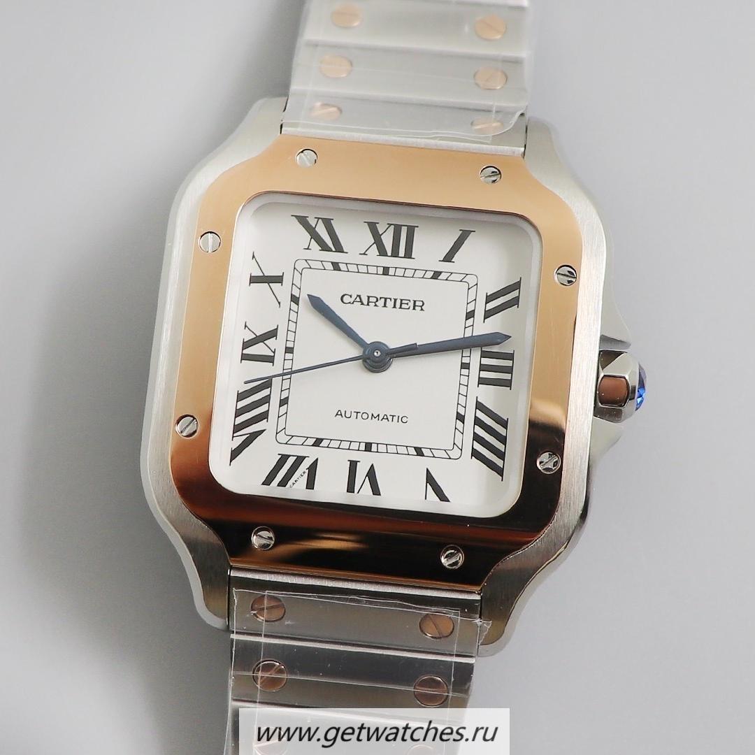 Copy Ca*t1er Santos W2SA0007 V6F 35mm SS & Rose Gold White Dial M9015