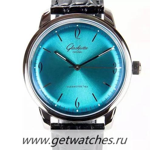 Shop Glashutte Senator Sixties SS Blue Dial Caliber 39-52