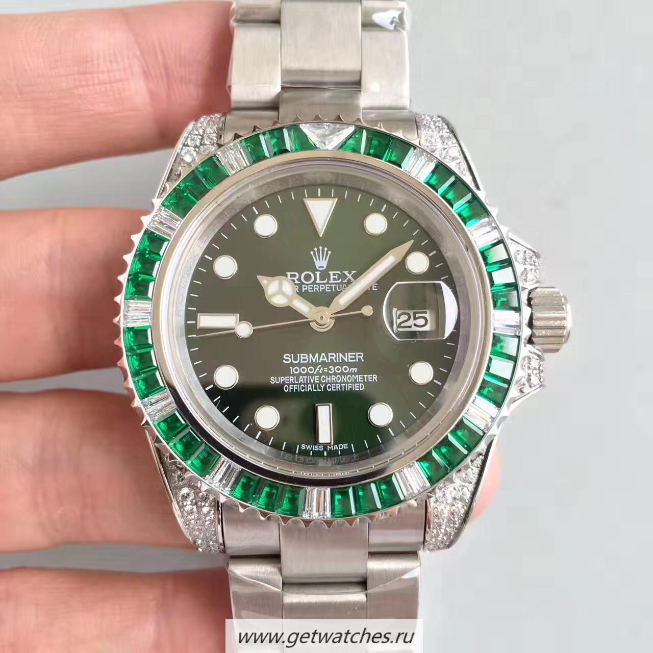 Copy R01ex Submariner Date 116610 LV BPF SS & D1am0nds Green Dial 2836