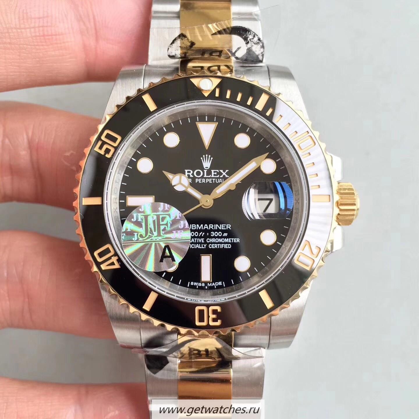 High Quality R01ex Submariner Date 116613 LN JF Yellow Gold & SS Black Dial 3135