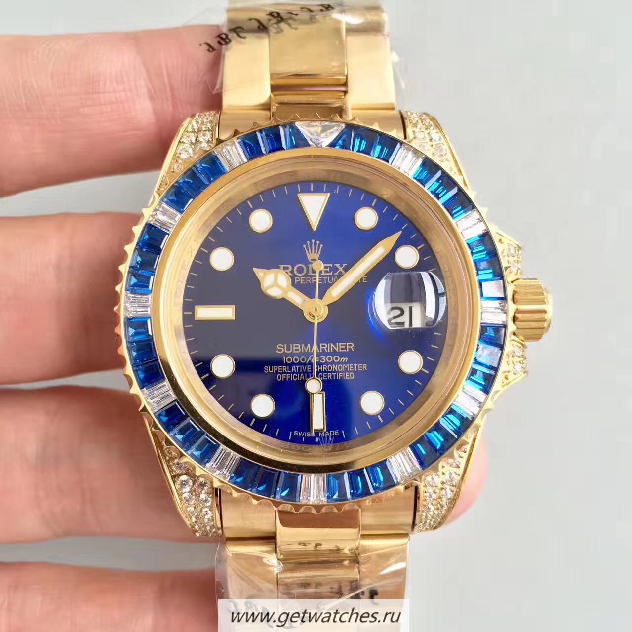 Best Price R01ex Submariner Date 116618 LB BPF Yellow Gold & D1am0nds Blue Dial 2836