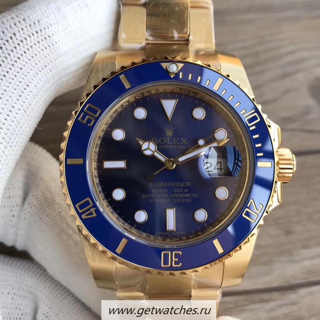 Fake R01ex Submariner Date 116618 LB VRF 18K Yellow Gold Wrapped Blue Dial 2836