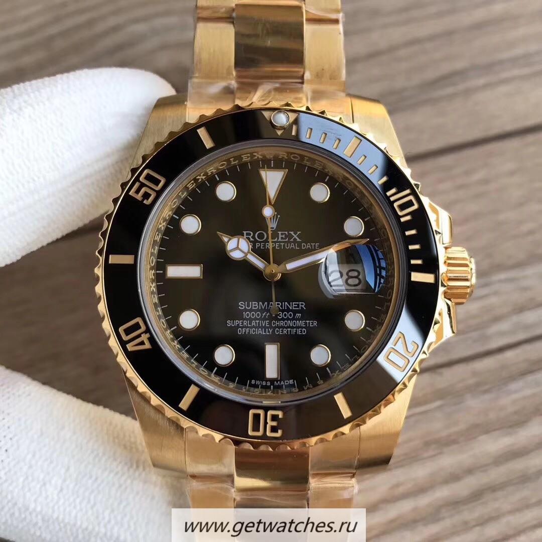 Replica R01ex Submariner Date 116618 LN VRF 18K Yellow Gold Wrapped Black Dial 2836