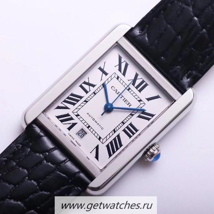 Best Price Ca*t1er Tank Solo 41mm Automatic V9F SS White Dial Leather Strap M9015