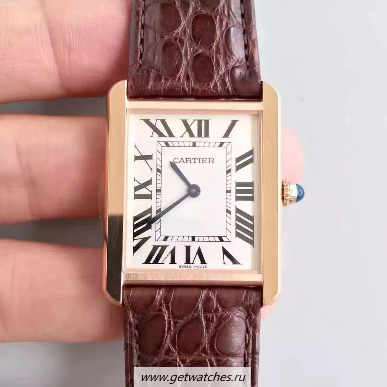 Copy Ca*t1er Tank Solo Ladies W5200025 27mm x 34mm TWF Rose Gold White Dial Quartz