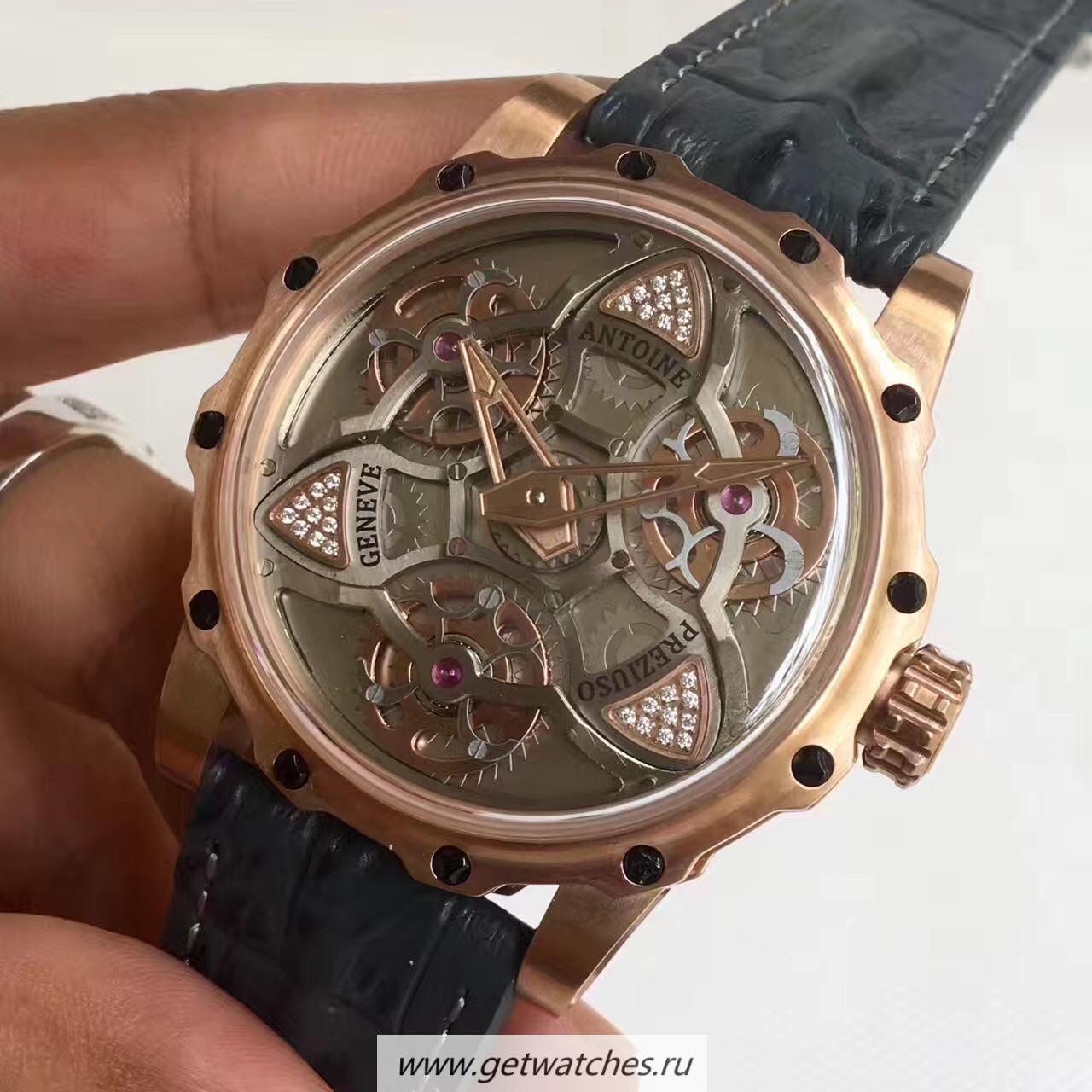 Fake Antoine Preziuso Tourbillon of Tourbillons LEF Rose Gold Silver Skeleton Dial Caliber AFP-TTR-3X