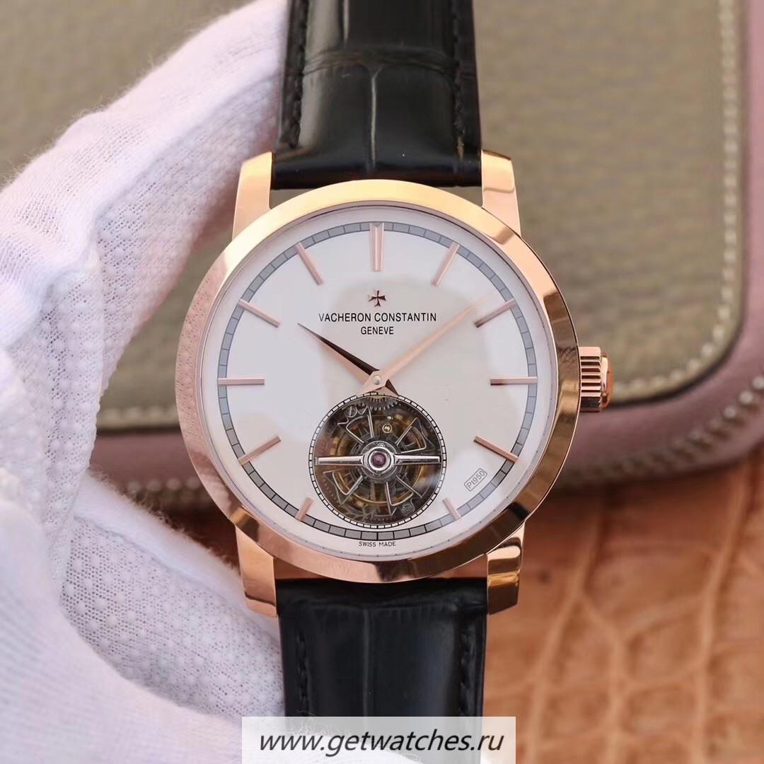 Copy Vacheron C0nstan1n Traditionnelle Tourbillon 6000T/000R-B346 OXF Rose Gold White Dial Tourbillon