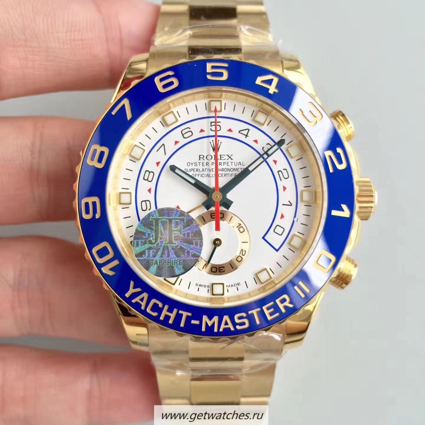 Perfect Replica R01ex Yacht-Master II 116688 Baselworld 2017 JF Yellow Gold White Dial 7750